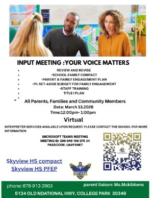 Skyview Parent Input Meeting